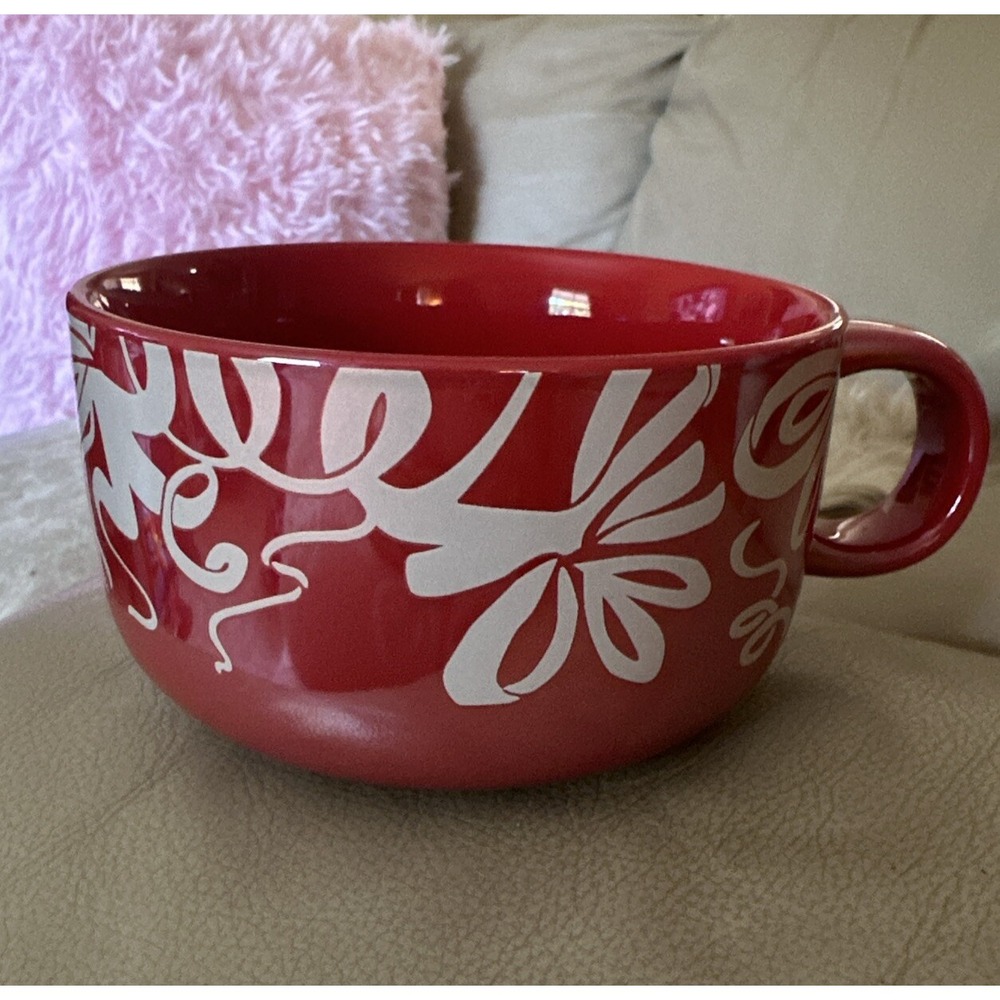 Starbucks 2023 Christmas Holiday‎ Ceramic Red Ribbon 16oz Soup Cup Mug